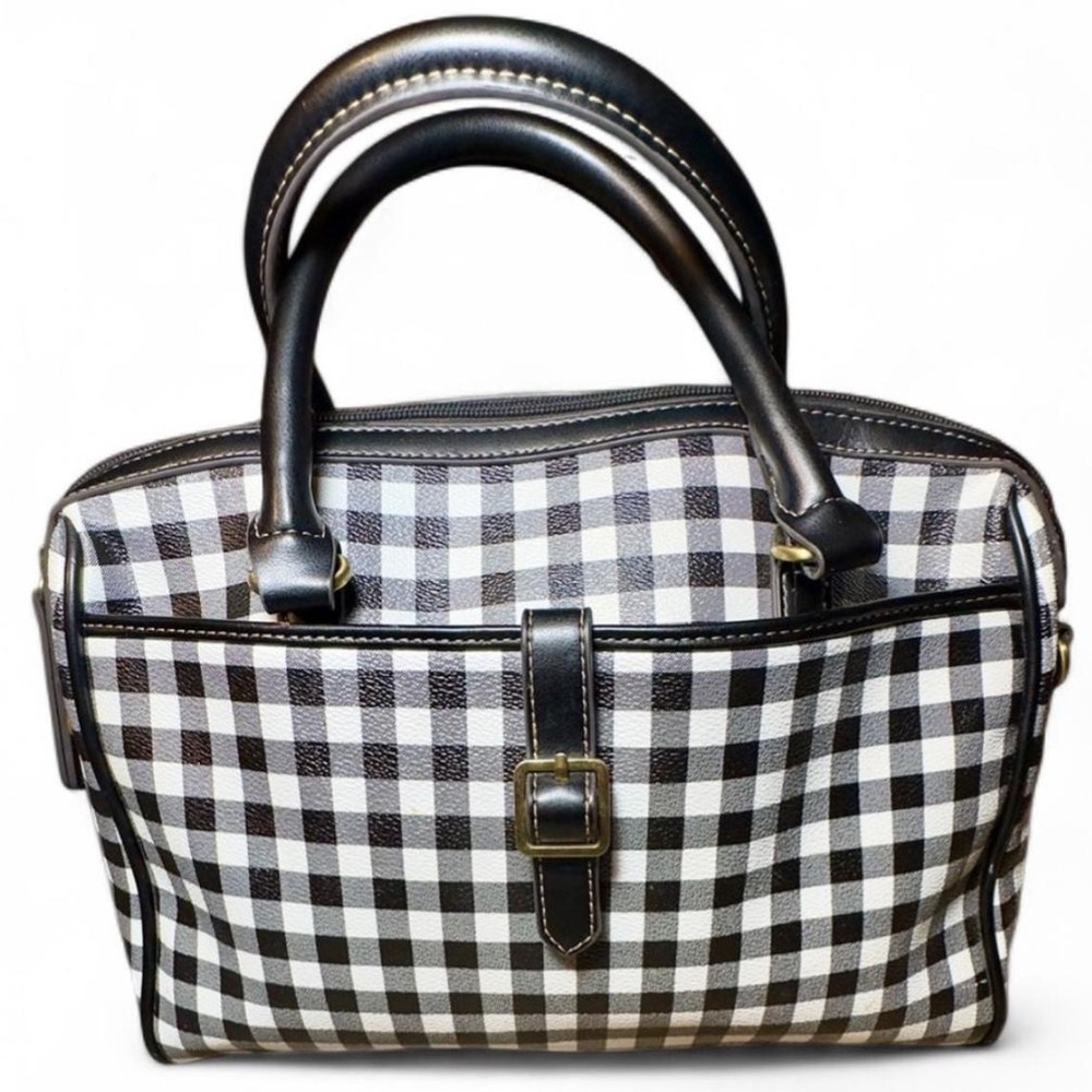 St. John’s Bay Black White Gingham Satchel Checkered Handbag